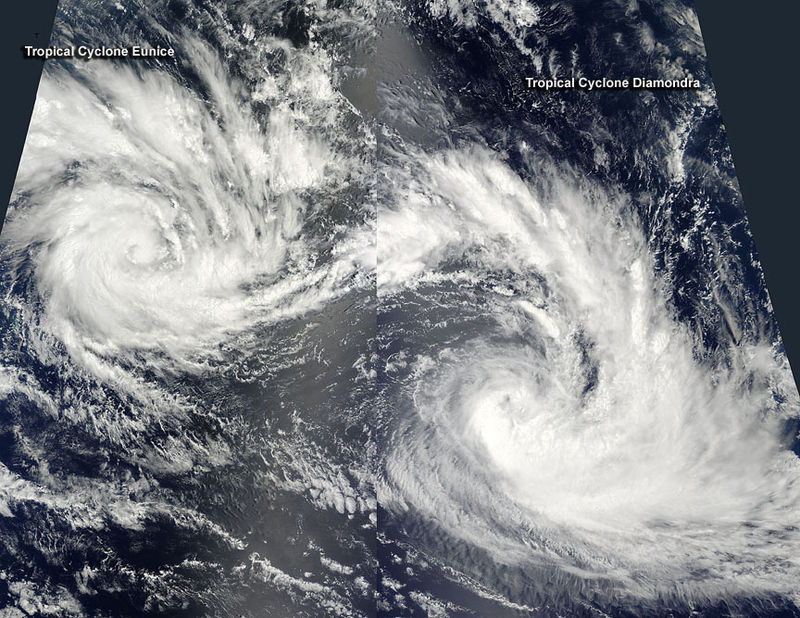 Illustration for article titled Two Cyclones Dance On The Indian Ocean